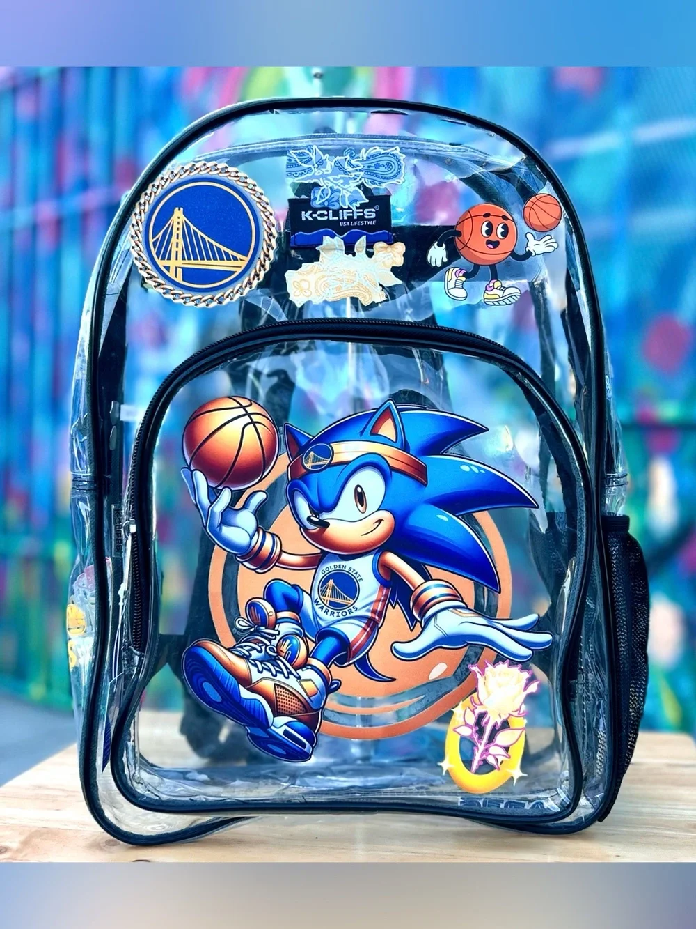 SONIC GSW Basketball Clear Backpack 17” - Black